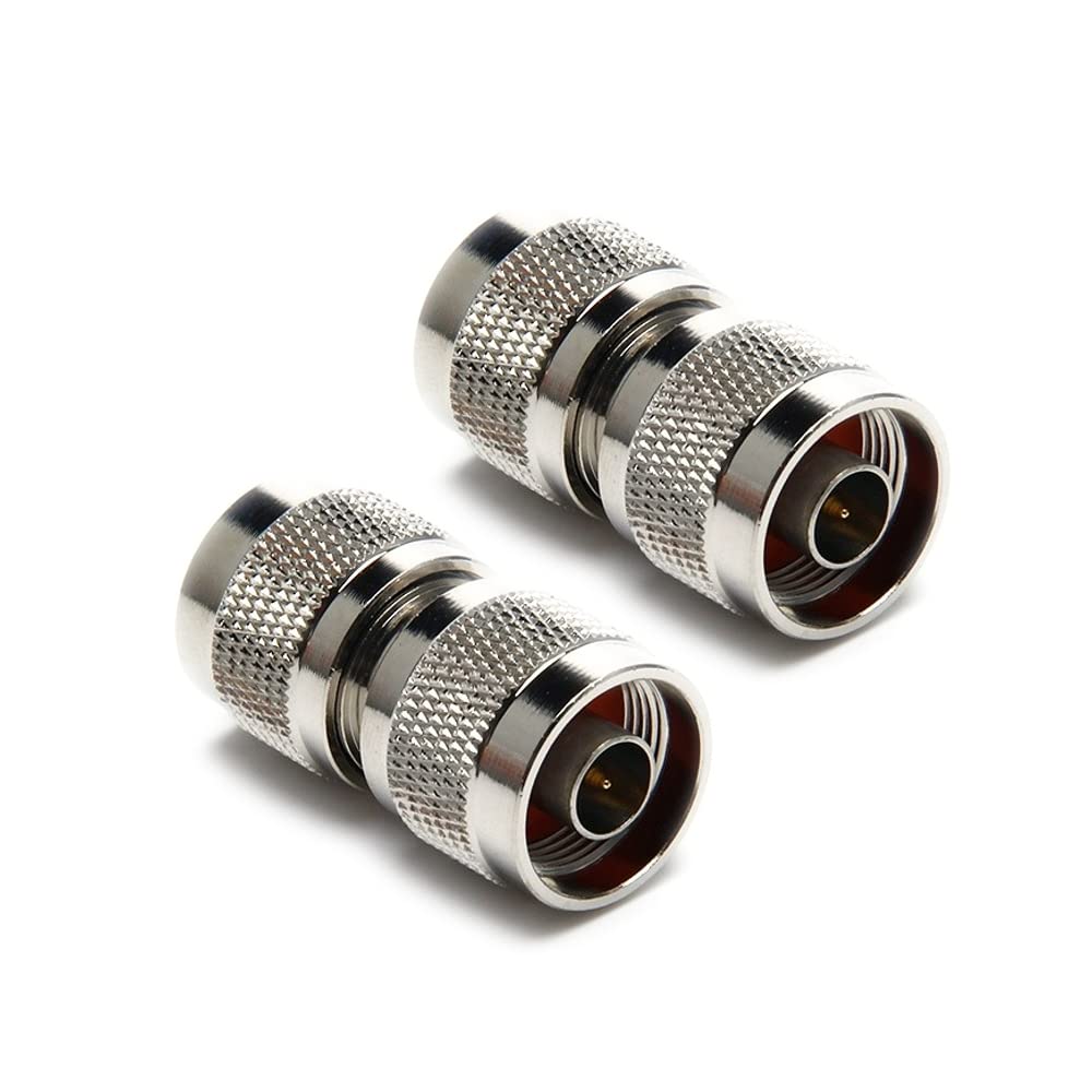 UniteCom 2 x N-Type Male to N-Type Male Low Loss Adapters Straight Plug RF Coax Antenna Barrel Connector Gender Changer 4G 5G Wi-Fi LoRa Helium UHF VHF
