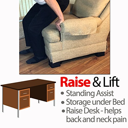 iPrimio Bed Risers Square, 3 Inch Lift, Heavy Duty, 4 Pack, Up to