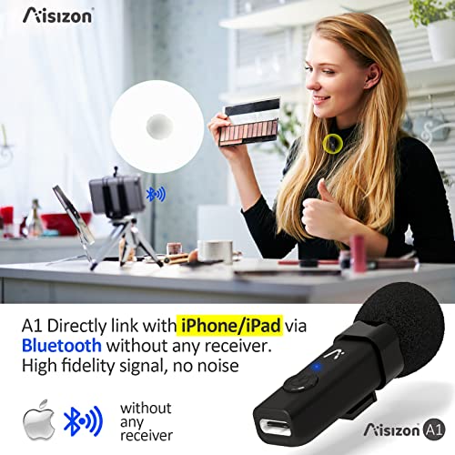 Wireless mic,Wireless Lavalier Microphone(Aisizon A1) for iPhone/iPad,Android,Lapel Clipon