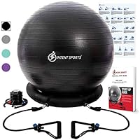 INTENT SPORTS Ball with Base, Exercise Balance Ball (Black)