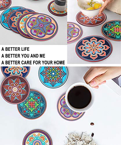 Coasters for Drinks, Stylish Silicone Coasters, Anti-slip Durable Outdoor Coasters, Housewarming Gifts New Home，5 Inch Funny Coasters Suit all Types of Tables - 6 pack