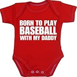 BabyPrem Baby Born to play Baseball with my Daddy Bodysuit NB-12 mth RED 0-3