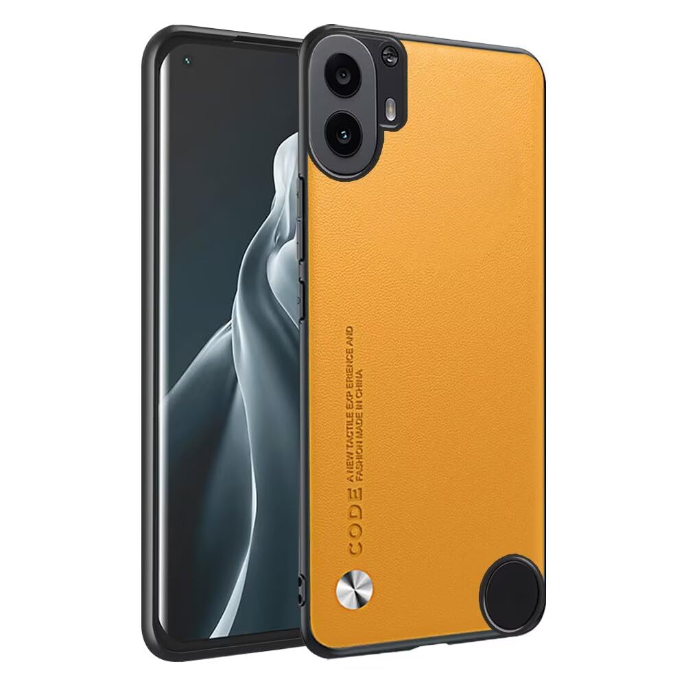 HAFFAN Phone Case Protective Cover Designed for CMF Phone 1 (6.67" inches), Imitation Leather Style - Yellow