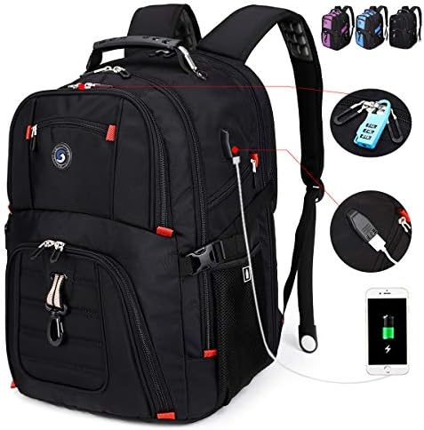 SOLDIERKNIFE Extra Large Durable 50L Travel Laptop Backpack School Backpack Travel Backpack College Bookbag with USB Charging Port fit 17 Inch Laptops for Men Women Including Lock Black 1 SOLDIERKNIFE Extra Large Durable 50L Travel Laptop Backpack School Backpack Travel Backpack College Bookbag with USB Charging Port fit 17 Inch Laptops for Men Women Including Lock Black