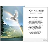 Funeral Memorial Prayer Cards (50 Cards) FPC1226EN Dove Over Rainbow (Custom Printed - Select Desired Prayer)