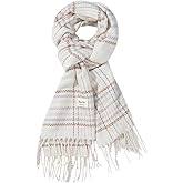 FGSS Unisex Classic Tartan Plaid Scarves Women Men Winter Warm Scarf - Soft Lightweight Faux Cashmere Check Fringe Wrap