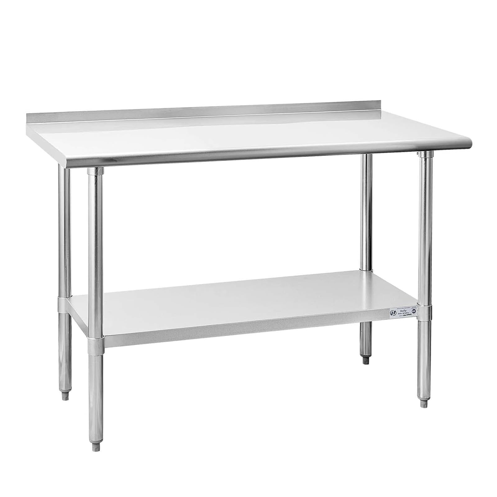 Photo 1 of Hally Stainless Steel Table for Prep & Work 24 x 48 Inches, NSF Commercial Heavy Duty Table with Undershelf and Backsplash for Restaurant, Home and Hotel