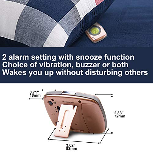 HONWELL Ultra-Thin Pillow Alarm Clocks, Vibrating Alarm Clock Battery Operated Portable Travel Alarm Clock, Digital Dual Alarm Clock for Bedrooms Bedside Heavy Sleepers - Thumbnail 3