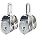 DasMarine 2 Pack M25 Double Pulley Block in 304 Stainless Steel Crane Swivel Hook Double Pulley Roller Loading (M25)