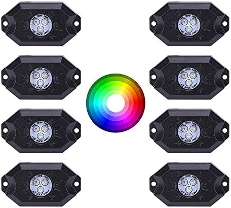EXCOUP 8 Pods Neon Light Kit RGB Rock Lights Bluetooth LED Lights for Trucks JEEP Boat SUV Waterproof DIY Mode Color Changing