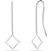 LeCalla 925 Sterling Silver Drop Ear Cuffs Earrings | Lightweight Threader Wire Shaped Teardrop Dangle Earring for Women | Hypoallergenic Piercing Gifts for Her