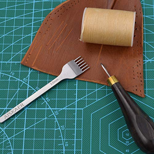 Aiskaer 1 Pcs Leather Craft Ebony Rhombus Awl DIY Leather Stitching Sewing Awl Leathercraft Reaming Punch Tool - Thumbnail 3