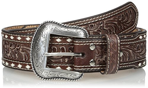 Nocona Men's Brown Wide Cross Buckstitch, 36