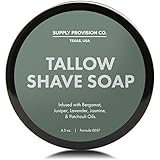 SUPPLY Tallow Shave Soap (Juniper, 4.5 oz Semi-Soft Puck)