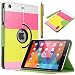 iPad Mini 3 Case,iPad Mini 2 Case,iPad Mini Case,ULAK 360 Rotating Synthetic Leather Multi-Angle Stand Case Cover for Apple iPad Mini 1/2/3 with Auto Sleep/wake Function(Red+Yellow+Pink)