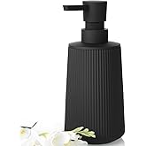 zuxzmj Black Hand Soap Dispenser with No Rust Pump for Bathroom and Kitchen Countertops Refillable Striped Matte Plastic 8.5 oz
