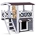 Tangkula Cat House 2 Story Wood Outdoor Weatherproof Pet Kitten Condo Shelter
