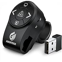 AMERTEER Bluetooth Wireless Presenter, RF 2.4GHz Presentation Clicker, Finger Ring Remote PowerPoint PPT Slides Rechargeable