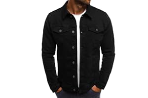 LONGBIDA Men's Casual Classic Denim Jacket Slim Fit Fashion Jean Coat