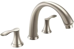 8 inch Widespread Roman Tub Faucet, Lava Odoro Brushed Nickel Tub Faucet with Valve, Solid Brass High Flow 3 Hole Tub Filler, 2 Handle Faucets for Soaking Tub TF405-BN