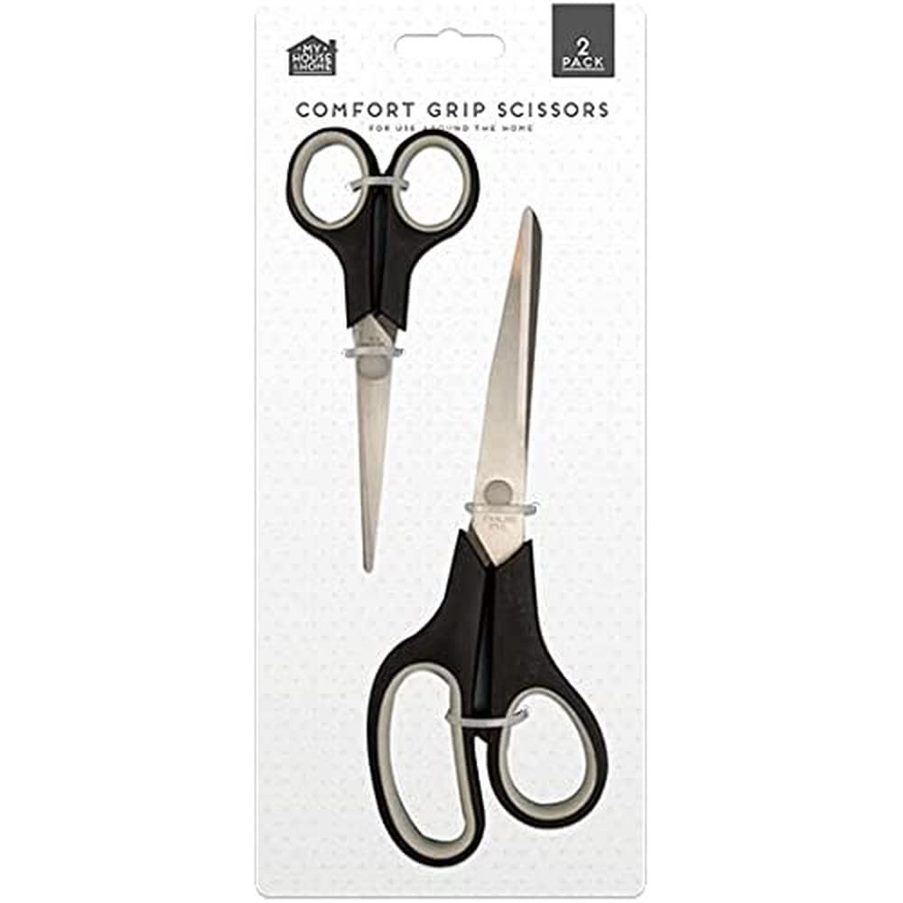 Stainless Steel Scissors in Assorted Sizes, Pack of 2 - Comfort Grip Handles, Ideal for Home Use
