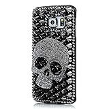 Skull Galaxy S8 Plus Case, Miniko(TM) Halloween Luxury Unique Crystal 3D Handmade Sparkle Glitter Diamond Rhinestone Metal Skull Skeleton Design Back Cover Case for Samsung Galaxy S8 Plus Girls