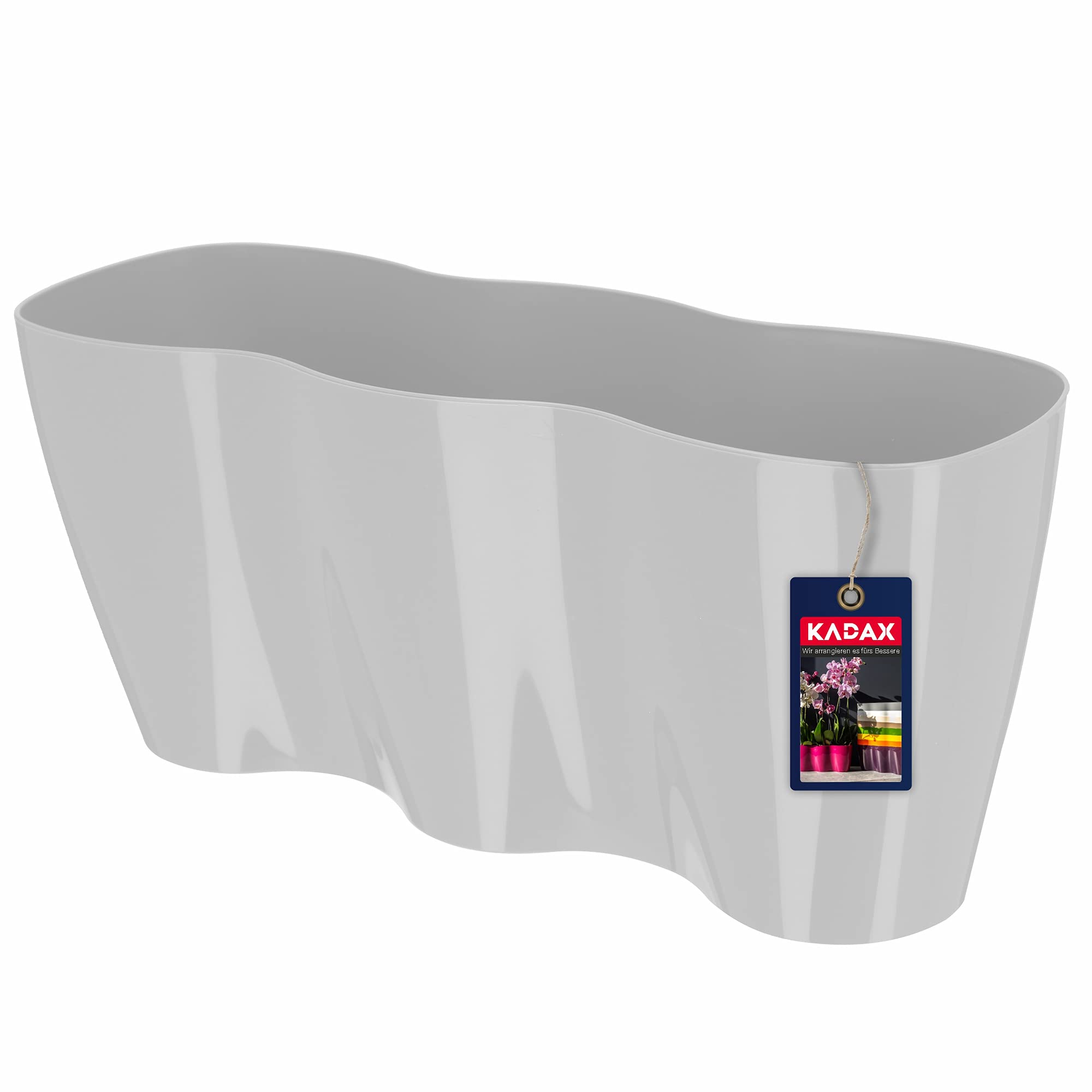 KADAX Triple Flowerpot, Polypropylene Orchid Pot in Several Colours, Oblong Planter for Living Room, Office, Bedroom, Kitchen, Elegant Plant Pot (35 x 12 cm, Grey)