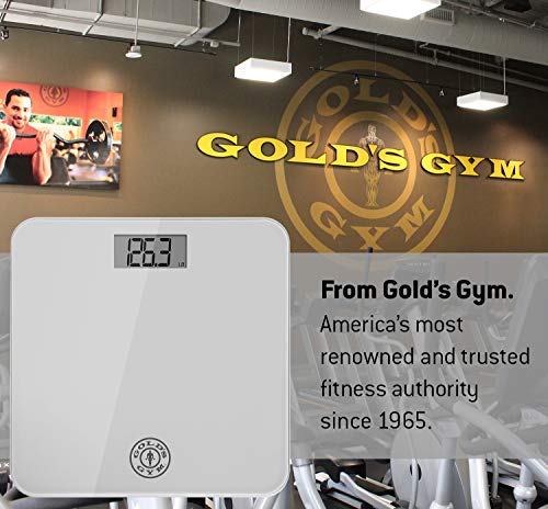 Gold’s Gym Digital Tempered Glass Bathroom Body Weight Scale Highly Accurate LBS or KG, up to 400 Pounds Non Slip, Portable, Silver (Certified Refurbished)