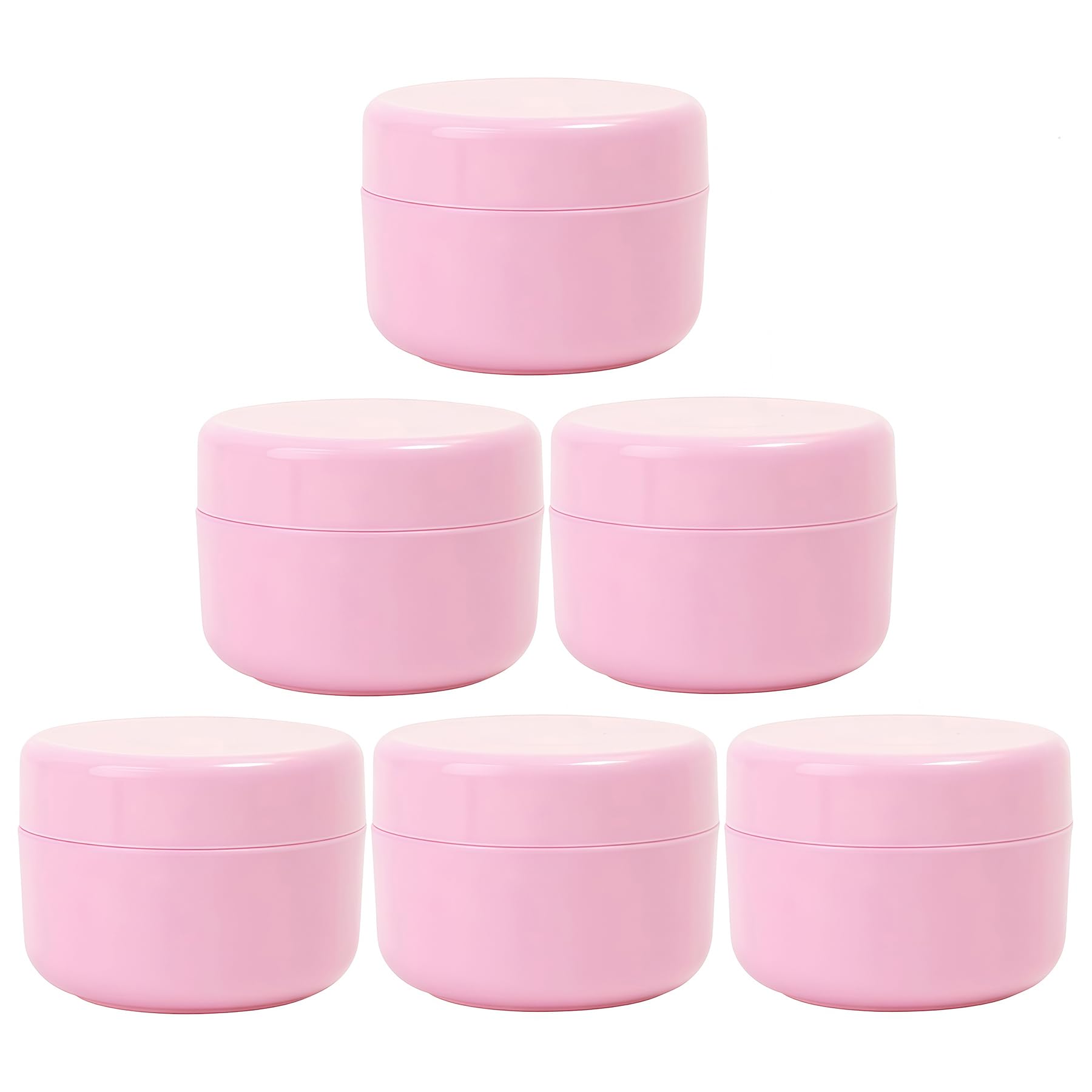 6PCS 100ML 3.4OZ Empty Refillable Pink Plastic Mini Cream Bottle with Lid and Hand Pad Portable Lotion Mask Jar Pot Vial Holder DIY Cosmetic Storage Container for Travel and Daily Life