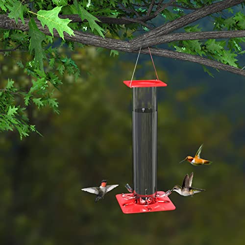 TMD Plastic Hummingbird feeders for Outdoors Hanging， 10 Ounces Small Hummingbird Feeder with 5