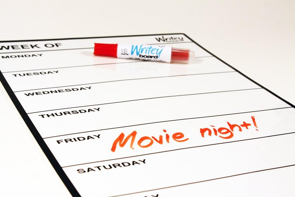 Stick On Whiteboard, Dry-Erase Weekly Calendar, 18" x 12"