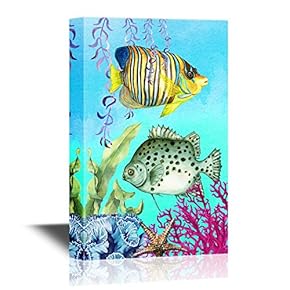 Canvas Wall Art - Tropical Fish Under The Sea - Gallery Wrap Modern Home Art | Ready to Hang - 12x18 inches