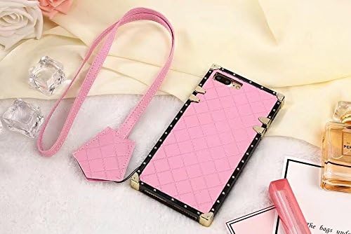 iPhone 7 Plus Ultimate Fashionable and Luxury Protective Box Cover Case with Wristlet Strap (Pink)