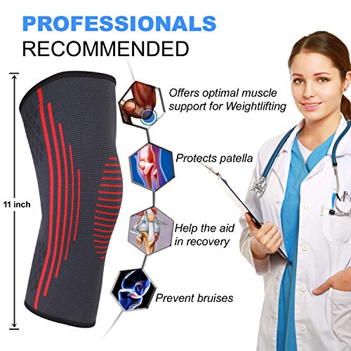 MOLIY Knee Compression Sleeve - Knee Brace for Men & Women Running, Weightlifting, Workout, Sports - Support for arthritis Pain Relief and Injury Recovery - Single Wrap