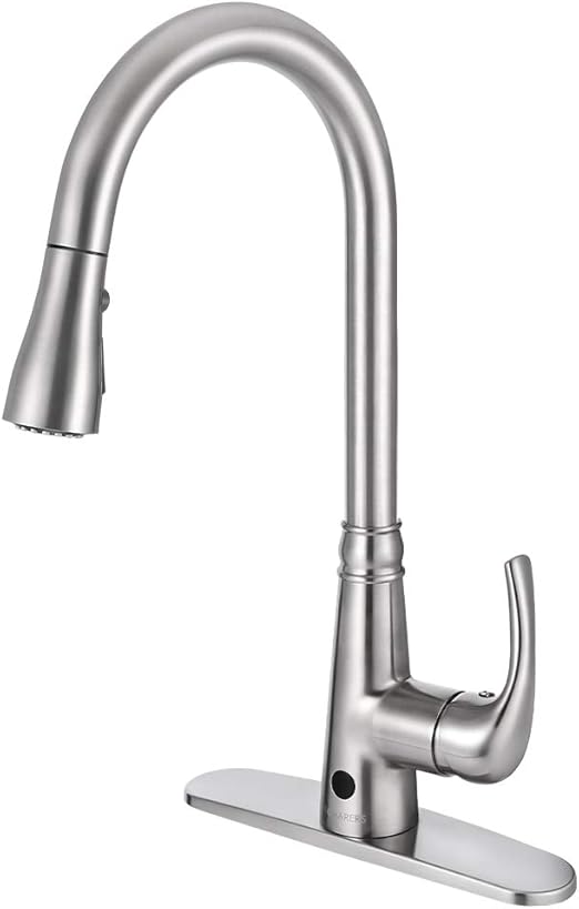 Motion Sensor Kitchen Faucet With Sprayer Brushed Nickel No