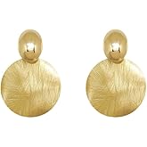 ONLYJUMP Gold Disc Earrings for Women Exaggerated Texture Disc Earrings Lightweight Circle Disc Geometric Flat Brushed Earrings Fashion Minimalist Round Disc Dangle Earrings Boho Statement Jewelry Gifts