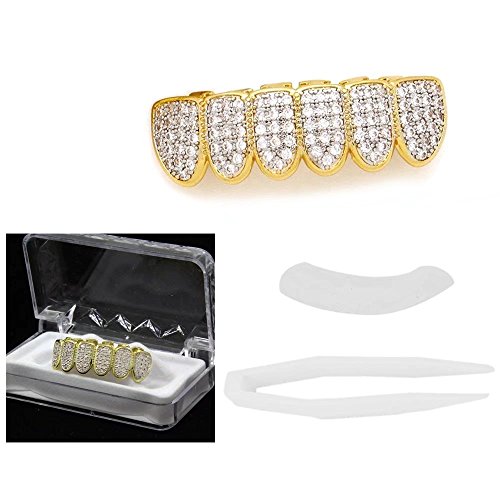 Paddsun 14K Gold Plated Hip Hop Teeth Grillz Caps Fang Bottom Grill