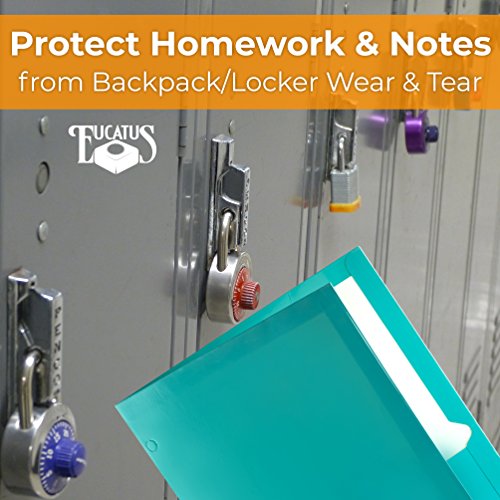 image for Eucatus Premium 2 Pocket Laminated Folders 6 Pack. Our 3 Hole, 12-1/2 