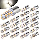 AUTOSAVER88 [20 Pack] Superbright 1156 LED Light Bulb Warm White BA15S 5050 [18 SMD] Car Trailer LED Light 7503 1141 1073