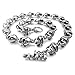 INBLUE Men's Stainless Steel Necklace Chain Link Silver Tone Black Skull