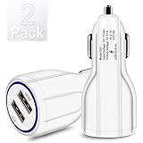 [2 Pack] Dual USB Car Charger, Dual QC3.0 Port,Car Charger Adapter Cigarette Lighter,Mini Fast USB Charger Compatible with iP