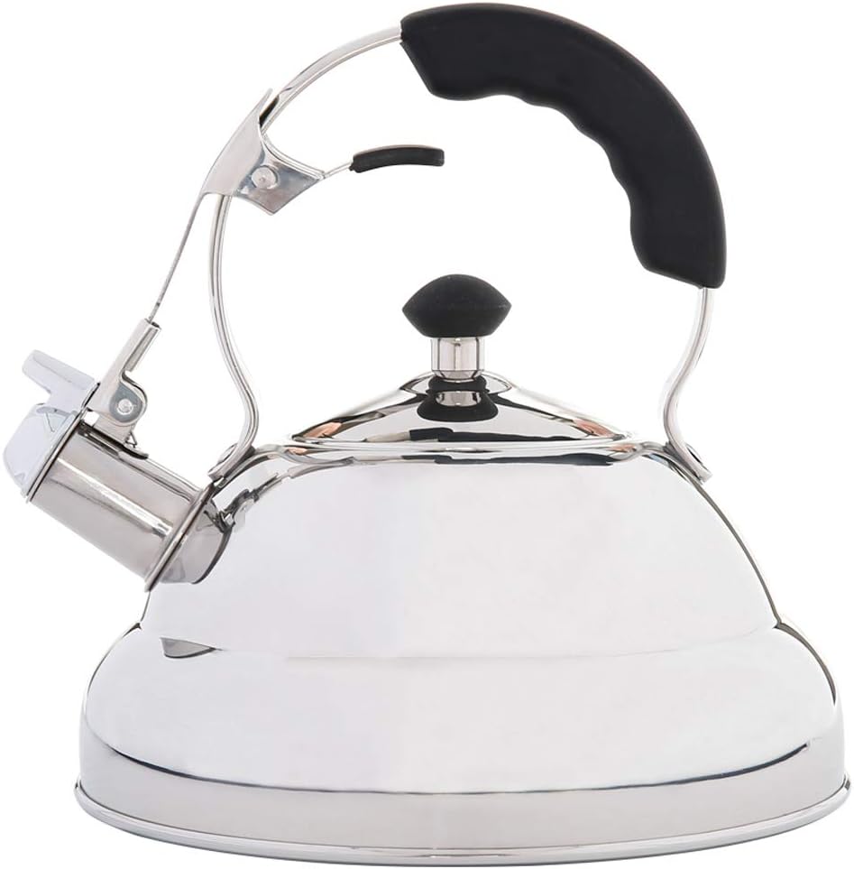 Tea Kettle- Stainless Steel Tea Kettle, Whistling Tea Kettle Teapot Design, Quick Boiling, Rust Resistant, Stainless Steel Whistle Stove Top Pot with Mirror Polish(2.6 Liter)