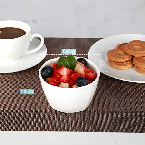 LEETOYI Ceramic Ramekins Souffle Dishes,Porcelain Ramekins - 8oz for Ramekin Set of 6,White - Thumbnail 2