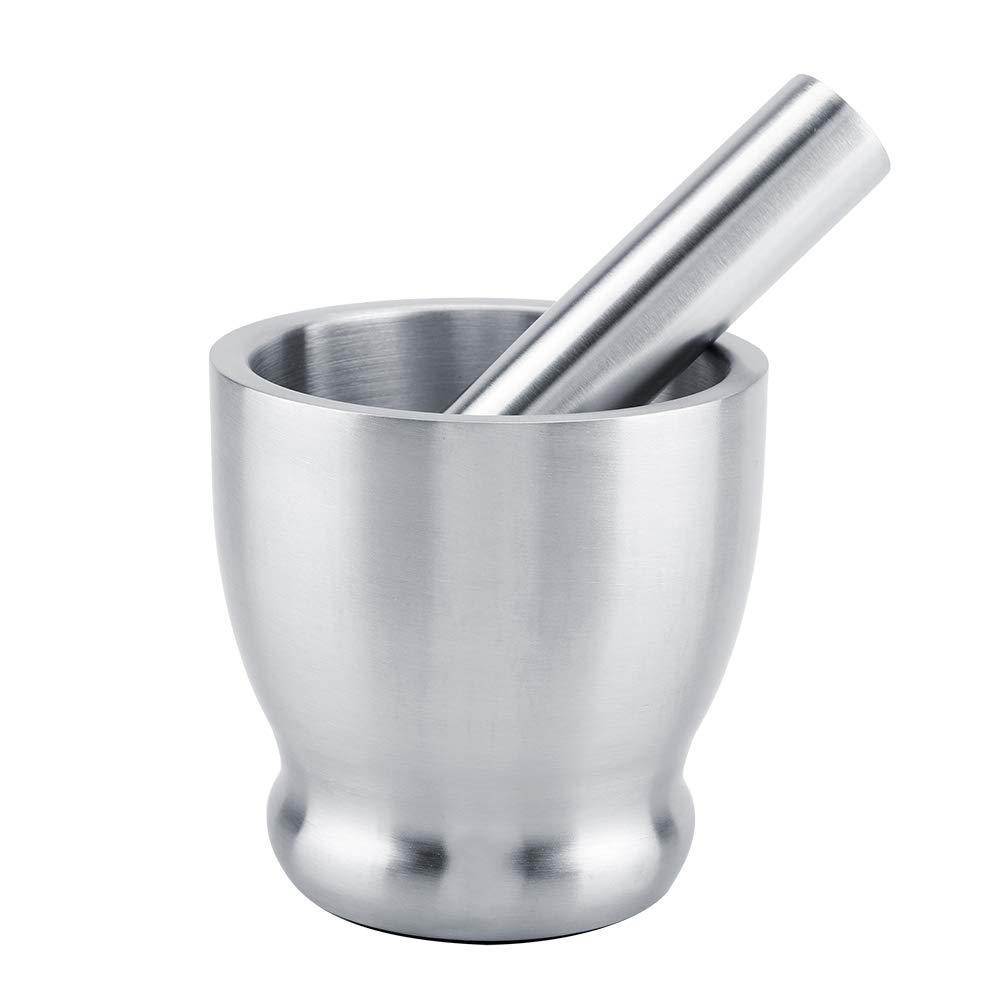 Stainless Steel Mortar and Pestle Sets, 10.5cm Mortar Pestle Set, Mortar Pestle Grinder, Foodstuffs Kitchen Tool for Beans Garlic Spices