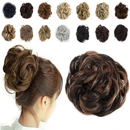 Haironline Scrunchie Bun up Do Hair Piece Hair Ribbon Ponytail Extensions Wavy Curly, 55 Gram
