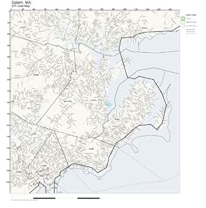 Amazon.com: ZIP Code Wall Map of Salem, MA ZIP Code Map Not Laminated