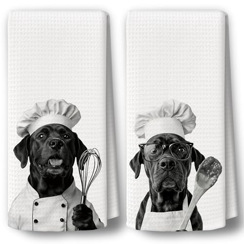 BCUANGD Dog Kitchen Towels Decor Set of 2 - Funny Cane Corso Hand Tea Towels, Retro Black Puppy Dog Owner Gifts for Women Men Dish Towel Dishcloths Decorations for Home Kitchen, 16"x24" at Amazon