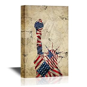 Military Family Statue of Liberty with The American Flag Background