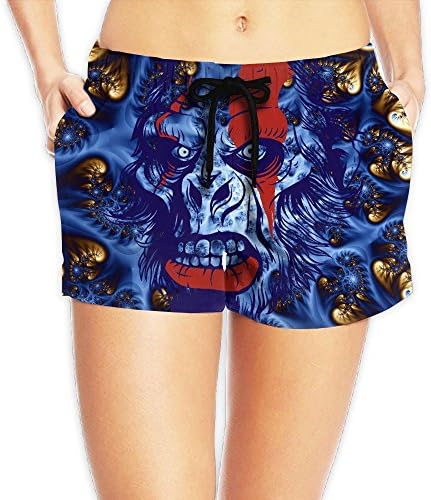 LULULUON Print Fashion Summer Women Beach Pants Scary Human Like Snow Leopard Home Shorts Pants For Female Large