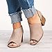 FISACE Women Slip On Fashion Vegan Suede Cut Out Peep Toe Chunky Block Stacked Low Heel Ankle Booties (9 B(M) US, Khaki)